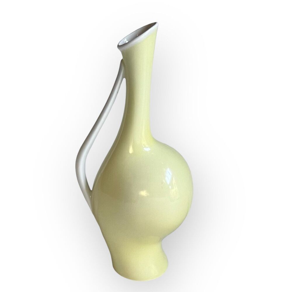 Fritz Heidenreich 1950s for Rosenthal Pregnant Louise Vase 7" Pale Yellow, White